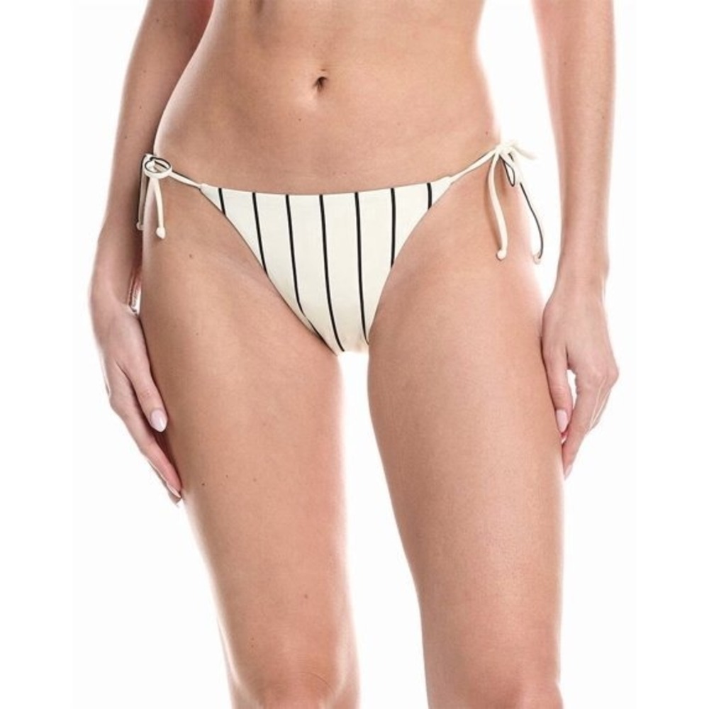 WeWoreWhat Tie Bikini Bottom Pinstripe Antique White Black XS New With Tags